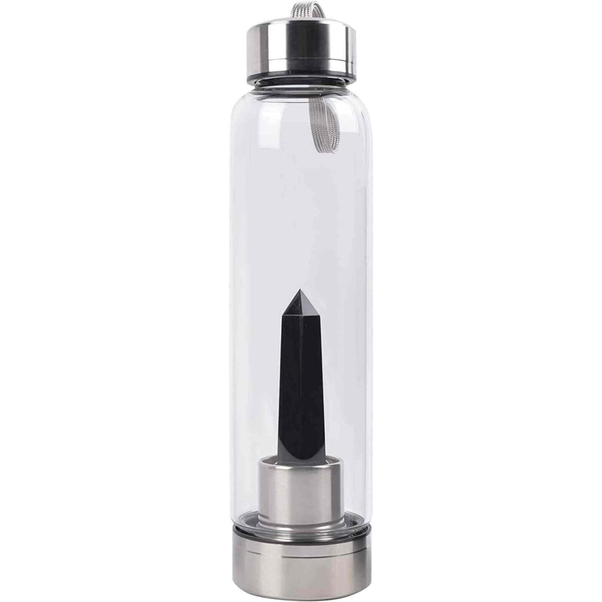 Sticla de apa cu varf de cristal Obsidian – Perfect pentru meditatie - Cadouri speciale pentru femei barbati prieteni