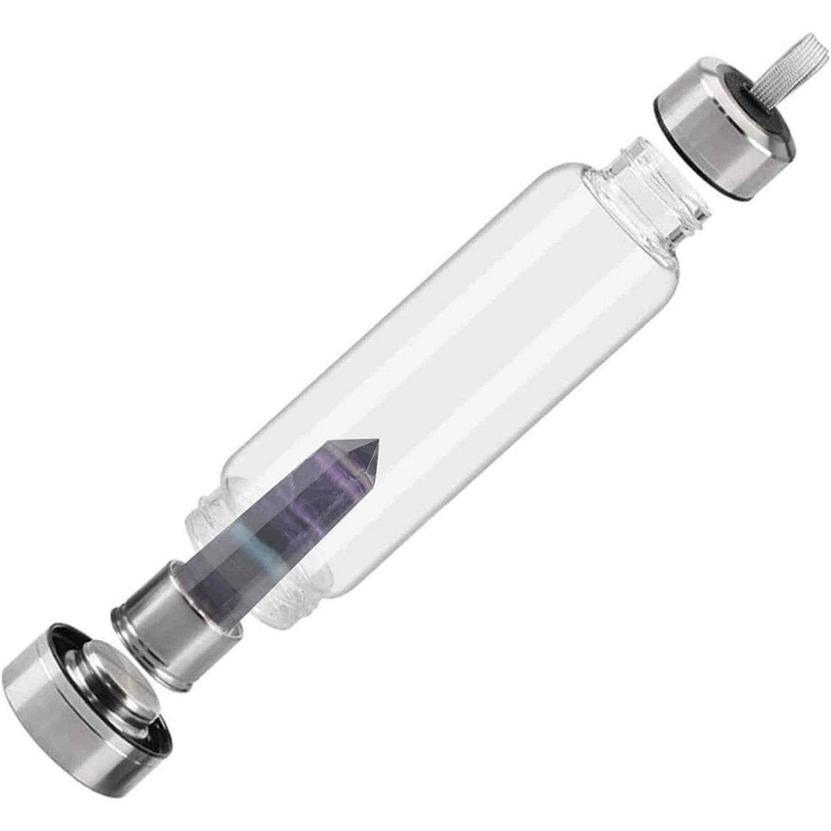 Sticla de apa cu varf de cristal Fluorit – Perfect pentru meditatie - Cadouri speciale pentru femei barbati prieteni