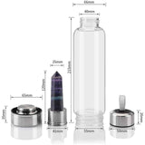 Sticla de apa cu varf de cristal Ametist - Perfect pentru meditatie - Cadouri speciale pentru femei barbati prieteni
