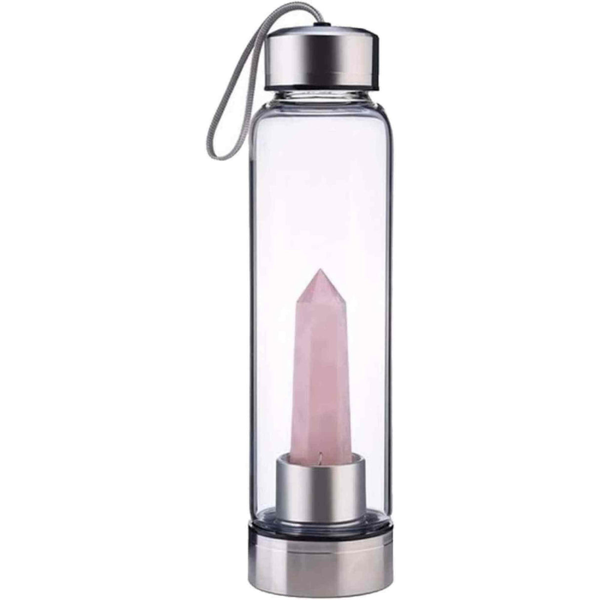 Sticla de apa cu varf de cristal Ametist - Perfect pentru meditatie - Cadouri speciale pentru femei barbati prieteni
