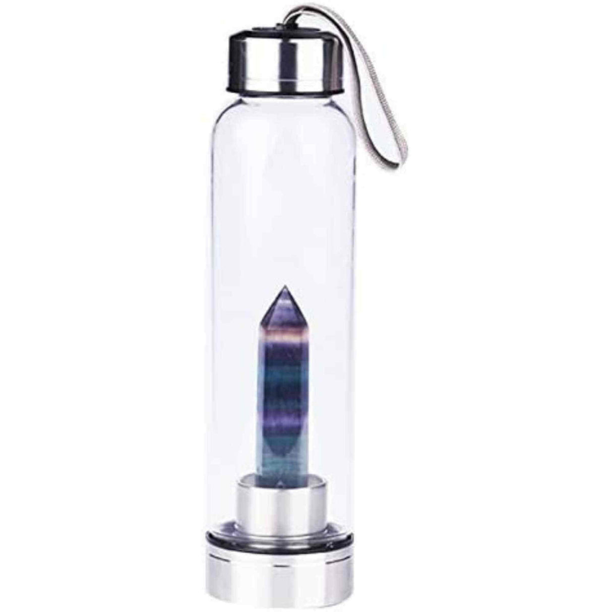 Sticla de apa cu varf de cristal Fluorit – Perfect pentru meditatie - Cadouri speciale pentru femei barbati prieteni
