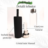 Sticla de apa cu varf de cristal Lapiz Lazuli – Perfect pentru meditatie - Cadouri speciale pentru femei barbati prieteni