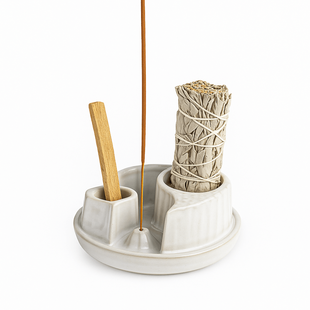 Suport ceramic 3 in 1 Semiluna Stea - Palo Santo, Salvie si Betisoare