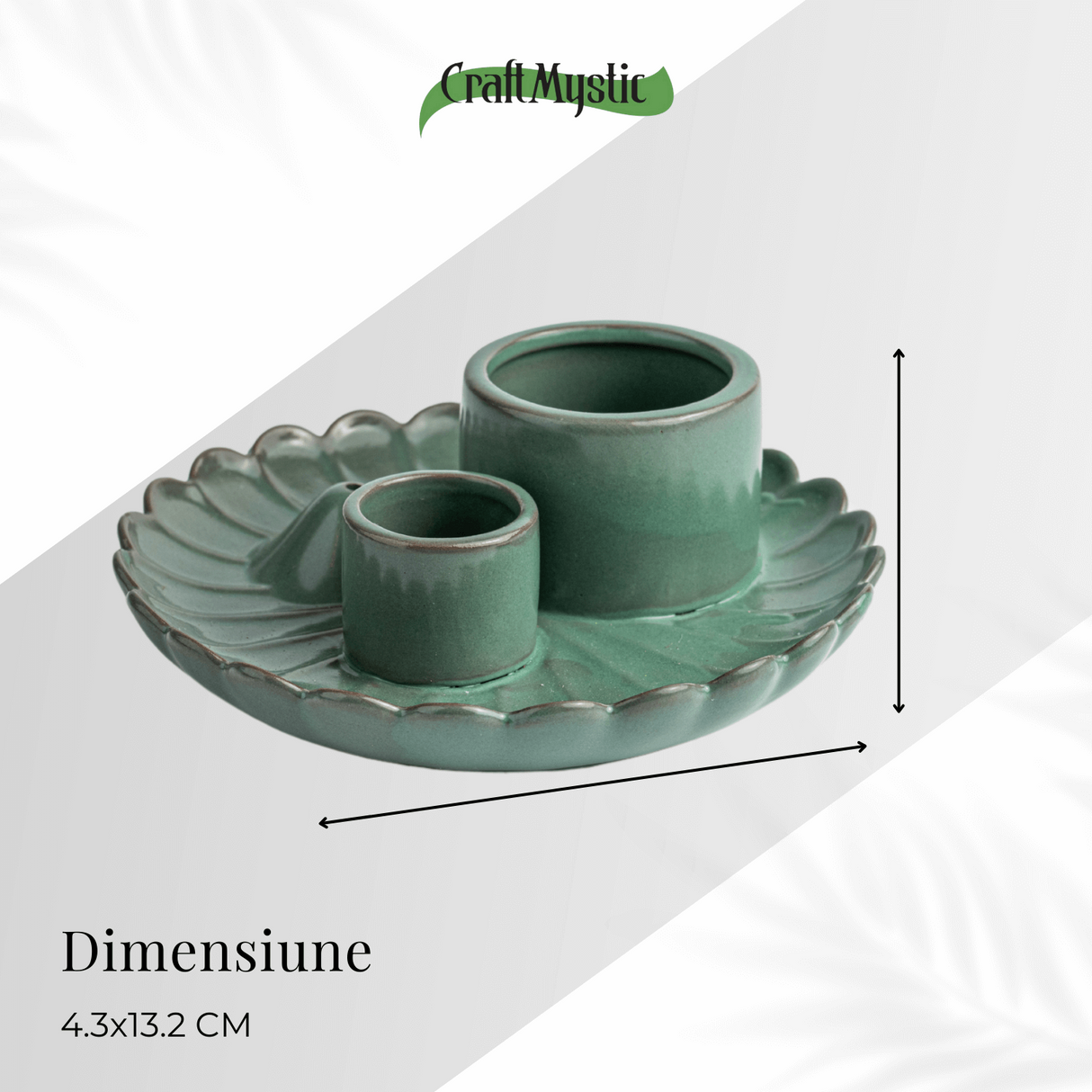 Suport 3 in 1 ceramic verde floare - Palo Santo, Salvie si Betisoare