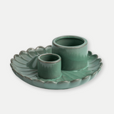 Suport 3 in 1 ceramic verde floare - Palo Santo, Salvie si Betisoare