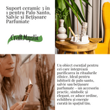 Suport ceramic 3 in 1 Semiluna Stea - Palo Santo, Salvie si Betisoare