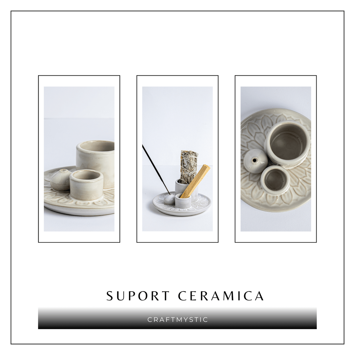 Suport ceramica ab Triplu de Aromaterapie - Ritual Complet pentru Armonie
