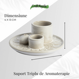Suport ceramica ab Triplu de Aromaterapie - Ritual Complet pentru Armonie