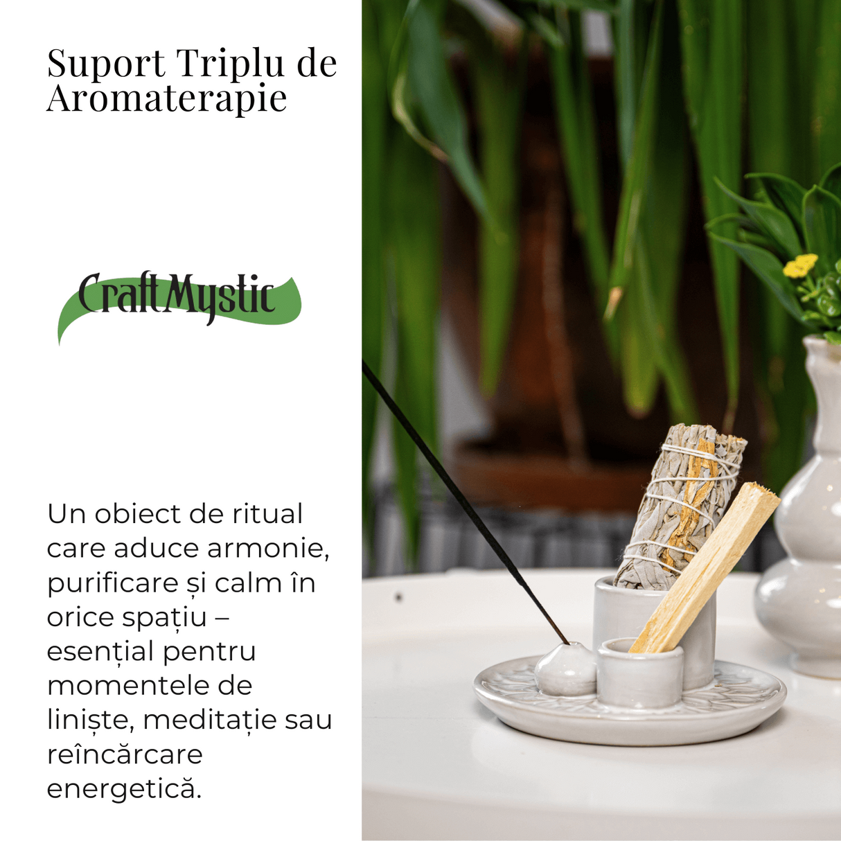 Suport ceramica ab Triplu de Aromaterapie - Ritual Complet pentru Armonie