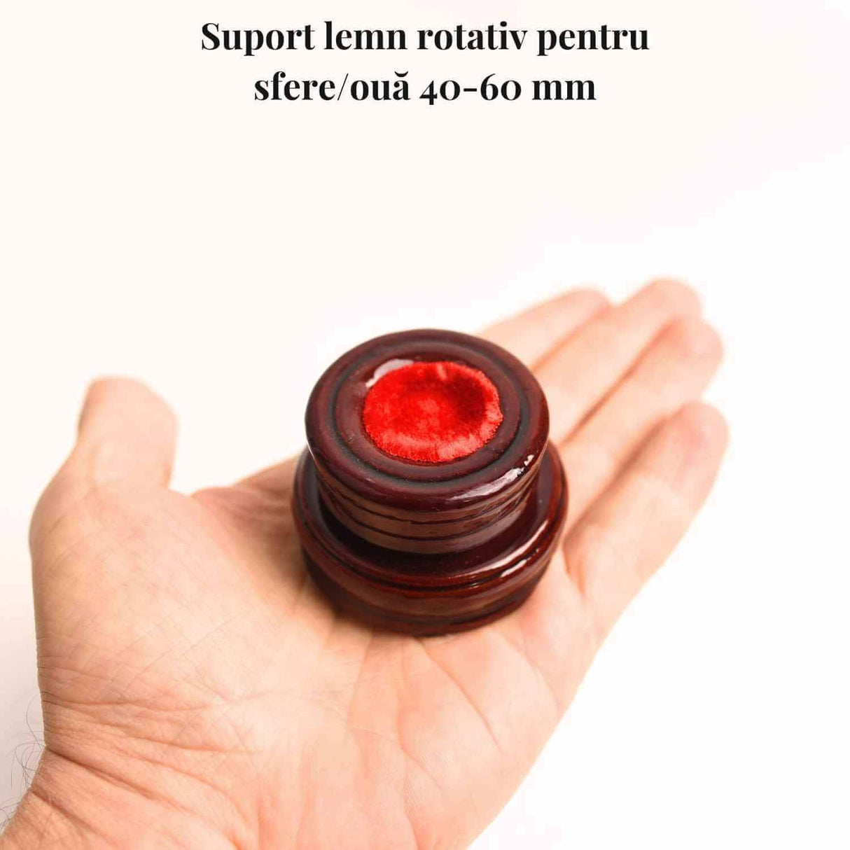 Suport lemn rotativ pentru sfere, oua si obiecte sferice 4-6 cm - Expunere eleganta si rotativa