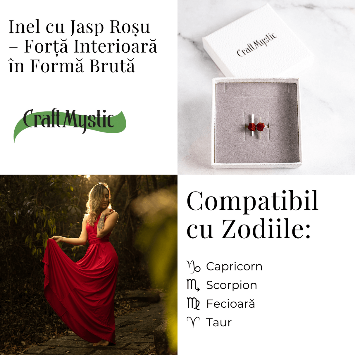 Forta interioara in forma bruta - Inel argintiu cu jasp rosu