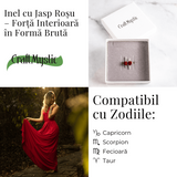 Forta interioara in forma bruta - Inel argintiu cu jasp rosu