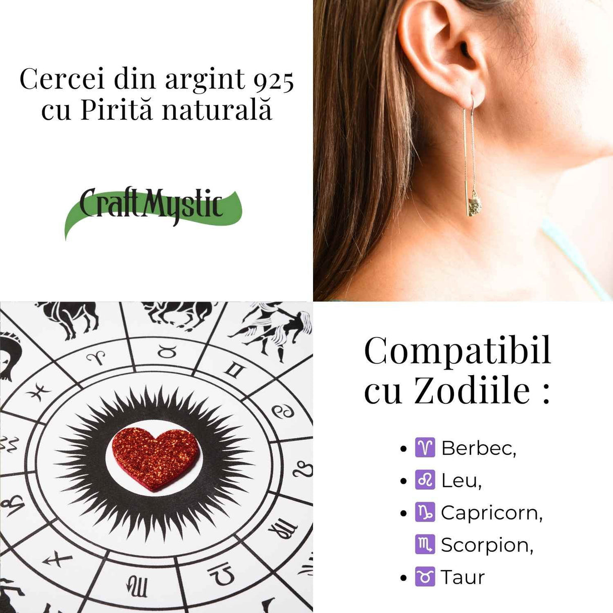 Cercei lungi din argint 925 cu pirita - Stralucire si incredere