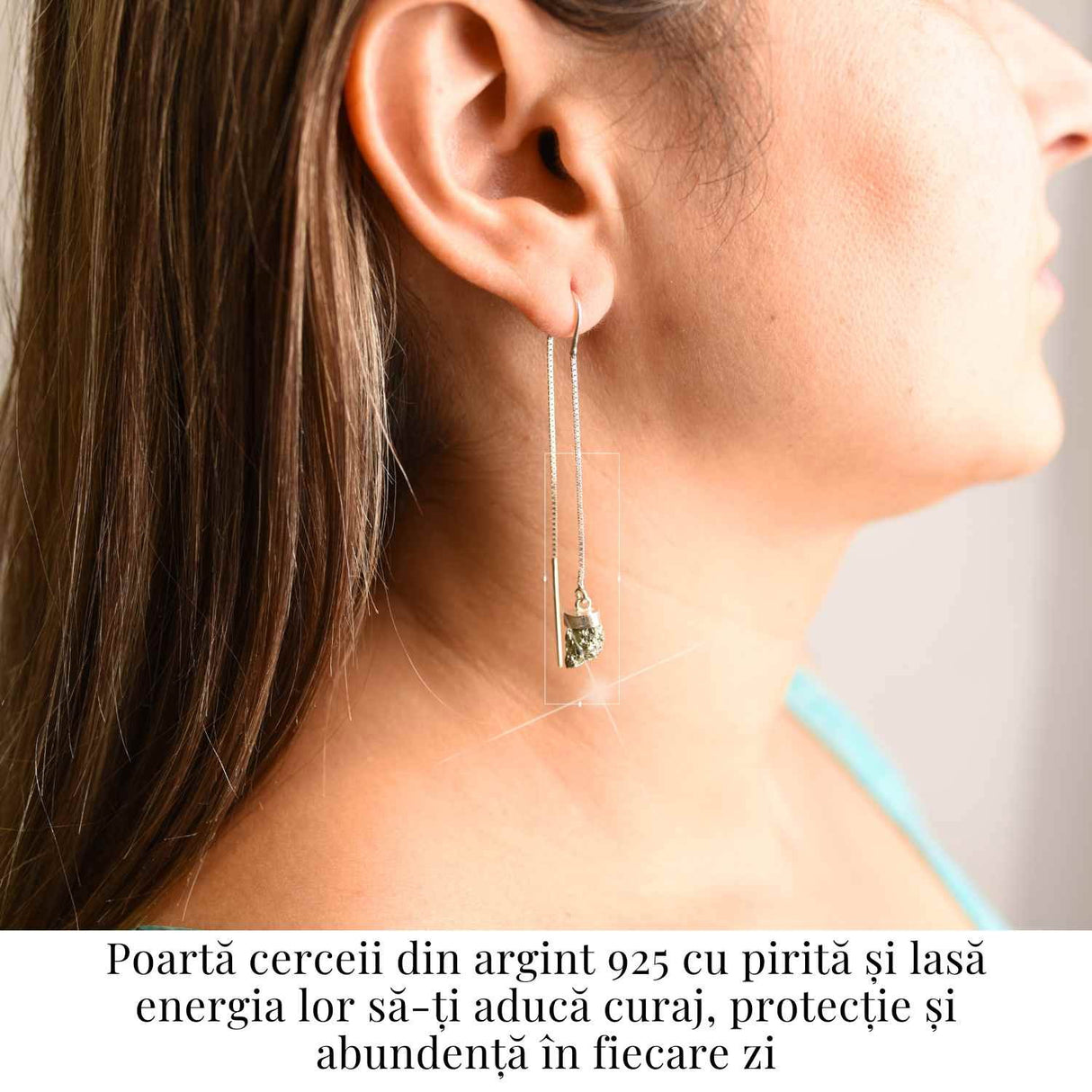 Cercei lungi din argint 925 cu pirita - Stralucire si incredere
