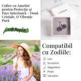 Doua cristale, o vibratie pura - Colier cu ametist pentru protectie si pace interioara