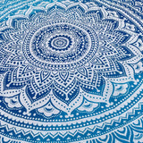 Panza Rotunda 125 cm pentru Plaja cu Model Mandala, Realizata Manual - Covor Indian din Bumbac pentru Decor Boho/Masa/Exercitii de Yoga si Picnic