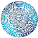 Panza Rotunda 125 cm pentru Plaja cu Model Mandala, Realizata Manual - Covor Indian din Bumbac pentru Decor Boho/Masa/Exercitii de Yoga si Picnic