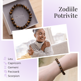 Bratara Elastica cu Margele 8mm din Piatra Naturala Ochi de Tigru si Pandantiv Buddha