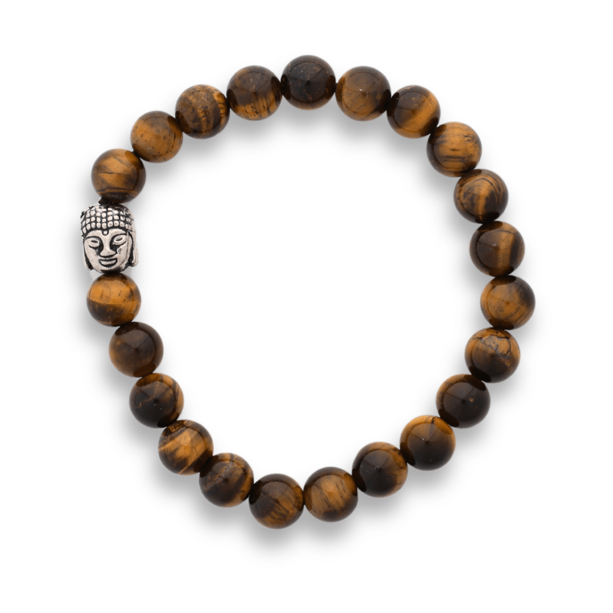 Bratara Elastica cu Margele 8mm din Piatra Naturala Ochi de Tigru si Pandantiv Buddha