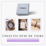 Bratara Elastica cu Margele 8mm din Piatra Naturala Ochi de Tigru si Pandantiv Buddha