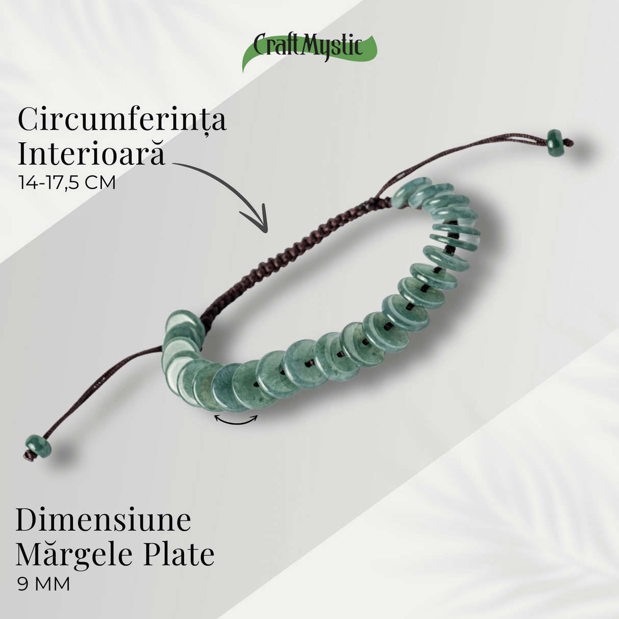 Liniste si Protectie - Bratara cu Jadit Albastru de Apa Natural din Guatemala, Margele Plate