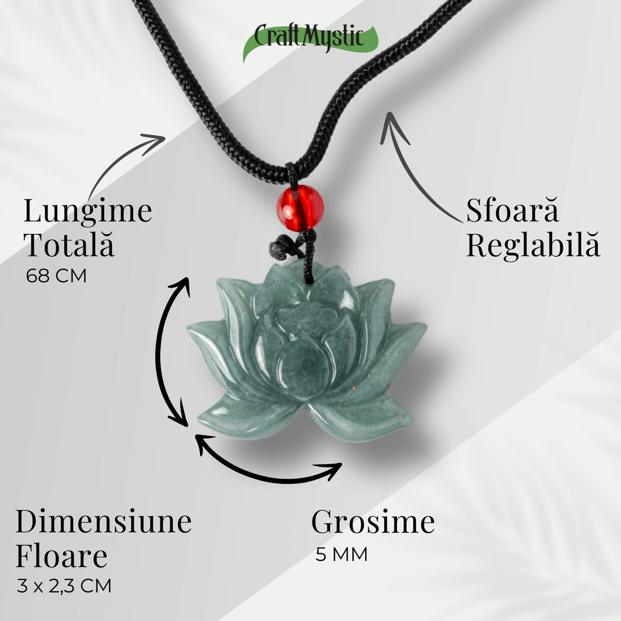 Puritate si Liniste - Colier Lotus din Jad Albastru de Guatemala