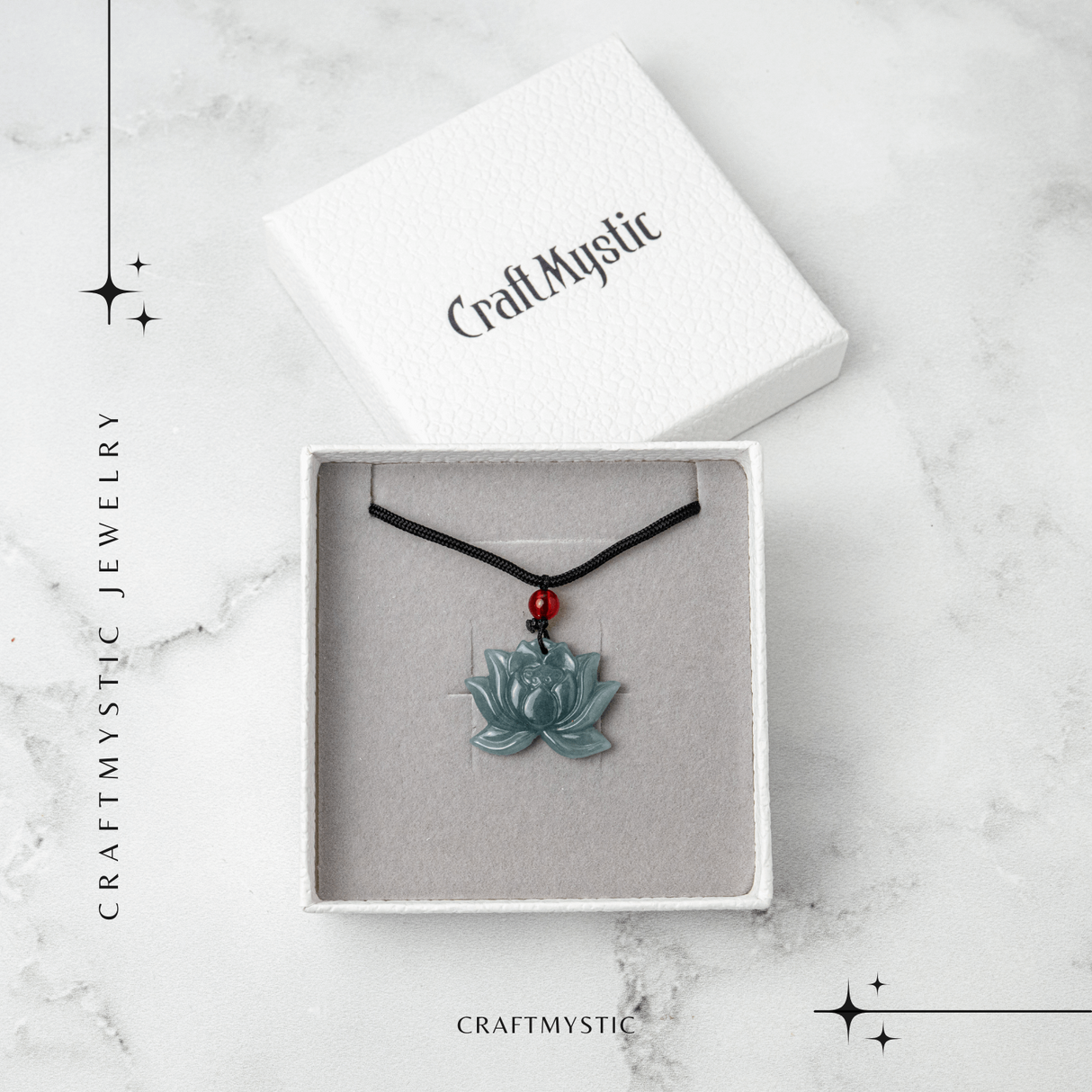 Puritate si Liniste - Colier Lotus din Jad Albastru de Guatemala