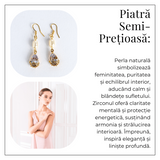 Cercei cu Perla Naturala si Zircon - Feminitate Discreta si Rafinament