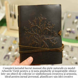 Jurnal piele naturala cu Arborele Vietii si hartie de bumbac alba – Creativitate si conexiune spirituala