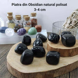 Piatra din Obsidian Negru Polisat (Rulat) 3-4 cm Ideale pentru Reiki si Vindecare Energetica