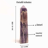Turn din Ametist cu 4 laturi 11-13 cm – Claritate mentala si echilibru spiritual