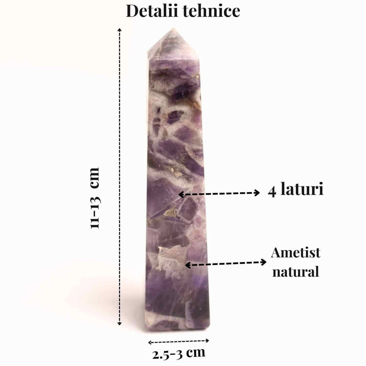 Turn din Ametist cu 4 laturi 11-13 cm – Claritate mentala si echilibru spiritual