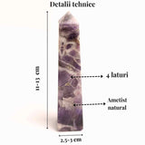 Turn din Ametist cu 4 laturi 11-13 cm – Claritate mentala si echilibru spiritual