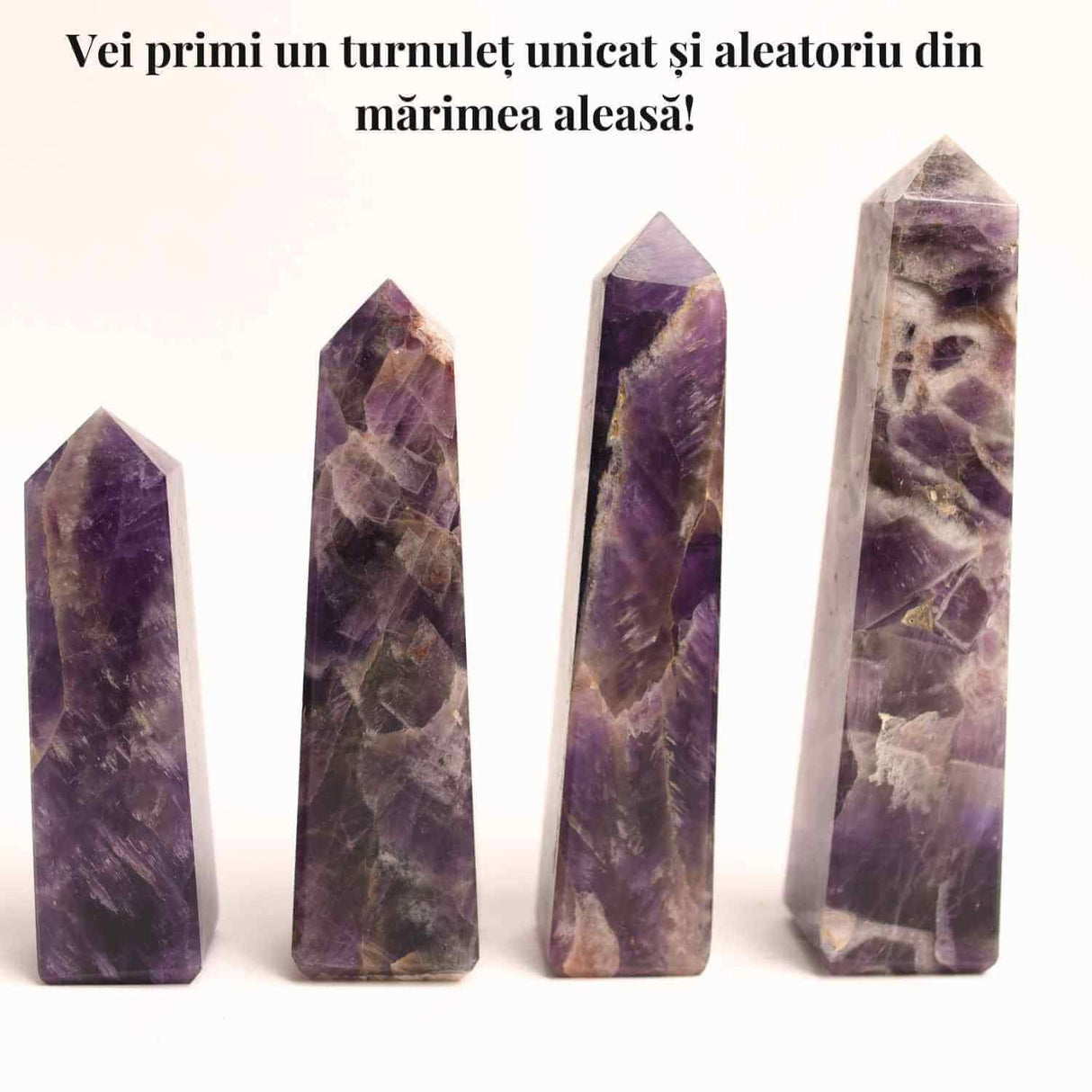 Turn din Ametist cu 4 laturi 11-13 cm – Claritate mentala si echilibru spiritual