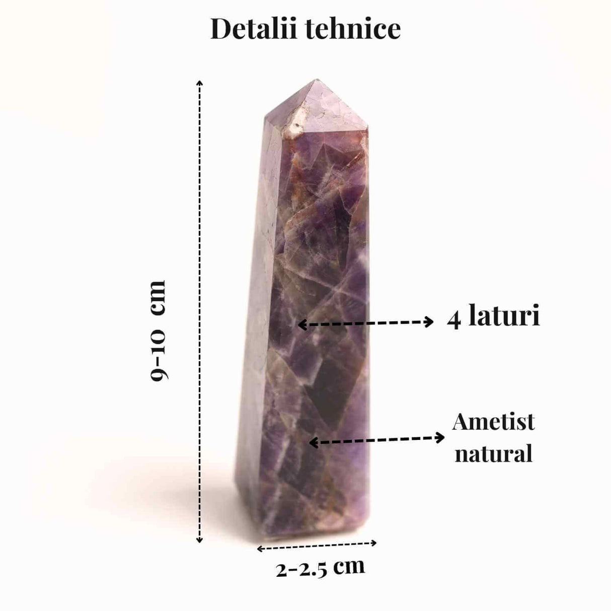 Turn din Ametist cu 4 laturi 11-13 cm – Claritate mentala si echilibru spiritual