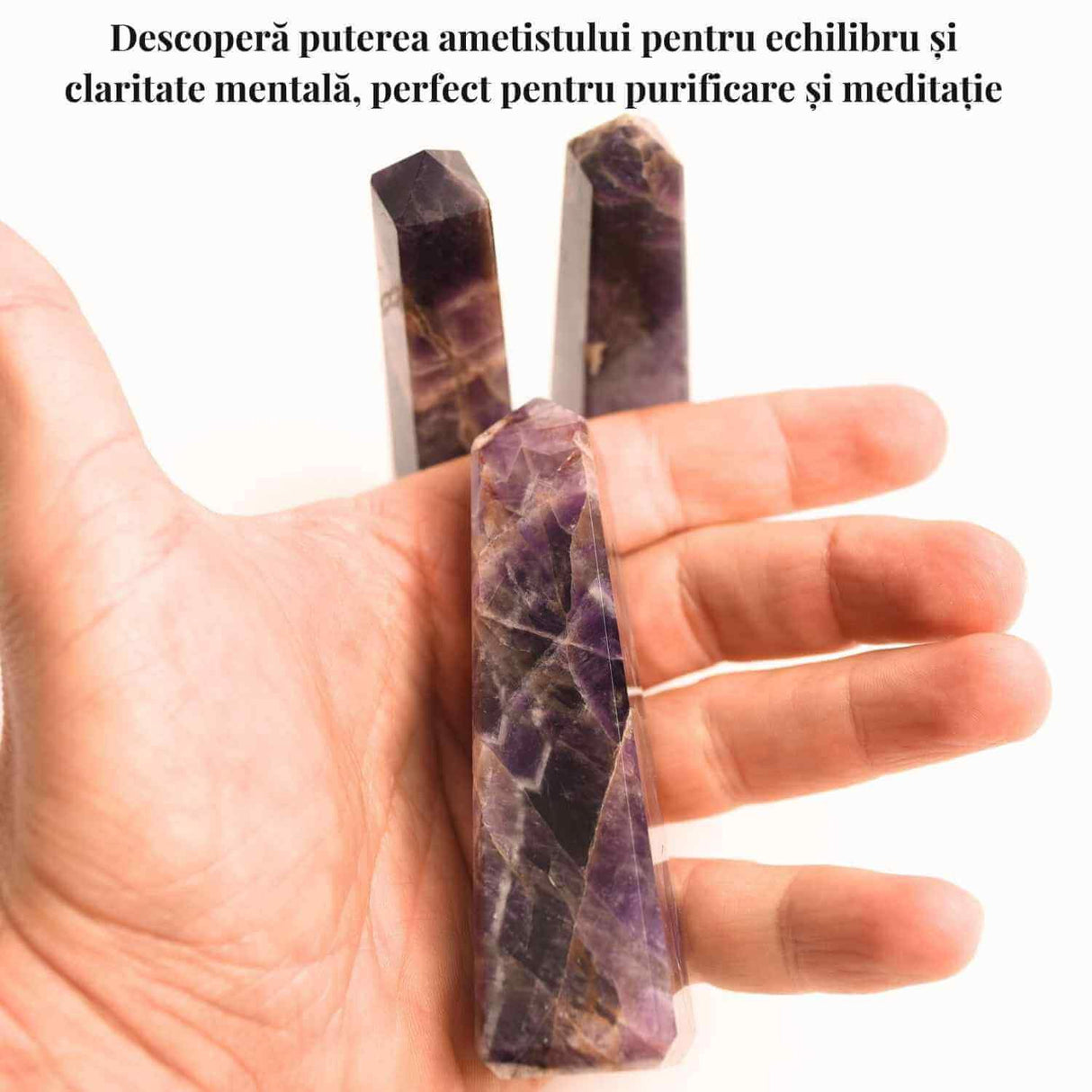 Turn din Ametist cu 4 laturi 11-13 cm – Claritate mentala si echilibru spiritual