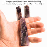 Turn din Ametist cu 4 laturi 11-13 cm – Claritate mentala si echilibru spiritual