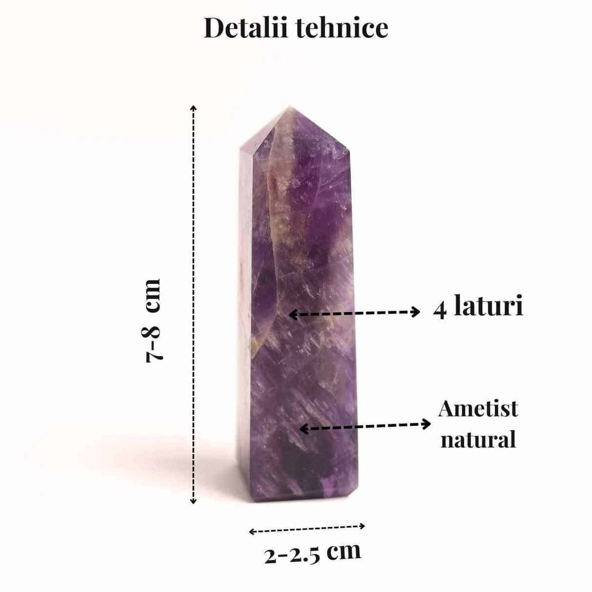 Turn din Ametist cu 4 laturi 11-13 cm – Claritate mentala si echilibru spiritual