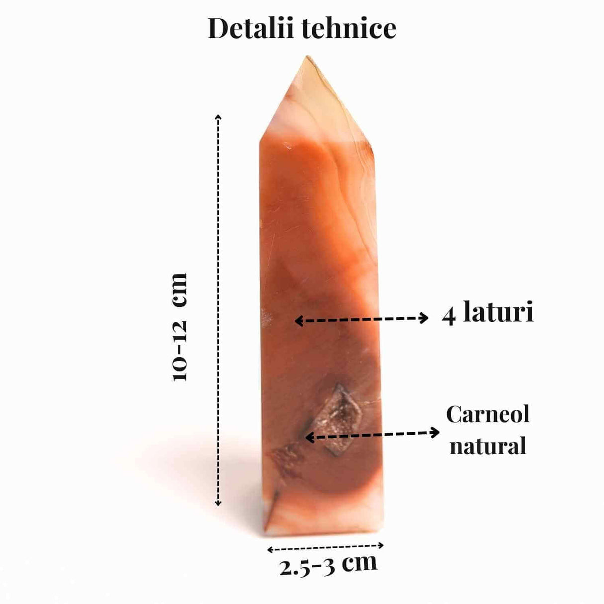 Turn din Carneol cu 4 laturi 7-8 cm – Energie, curaj si prosperitate