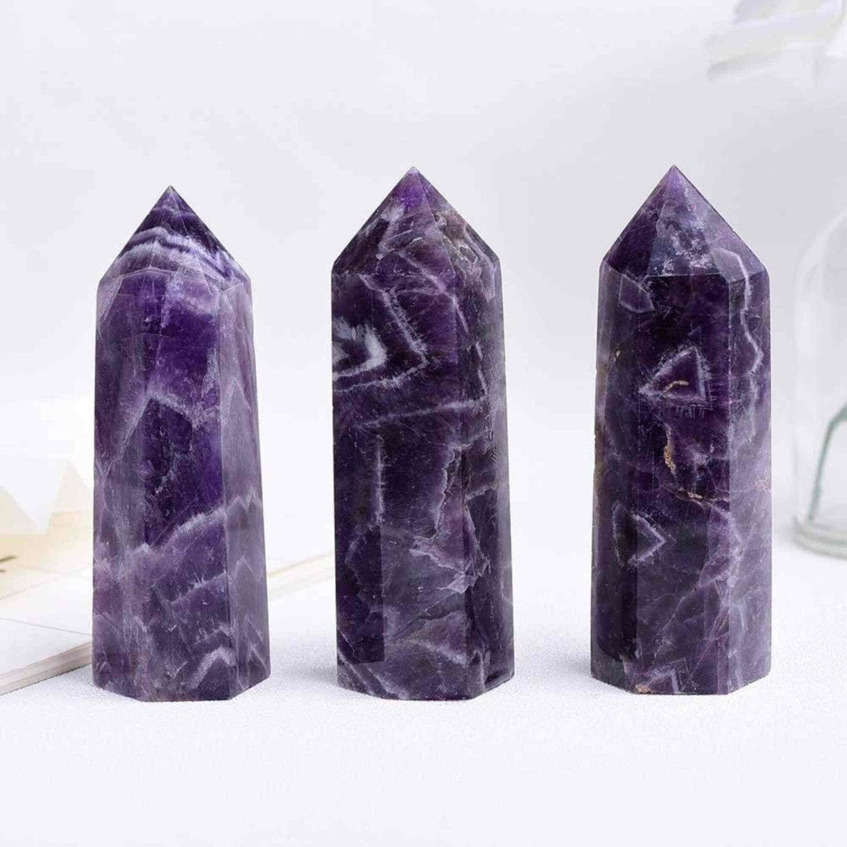 Turn de cristal semipretios vindecator hexagonal Ametist - Obelisc cu inaltimea intre 8-9 cm