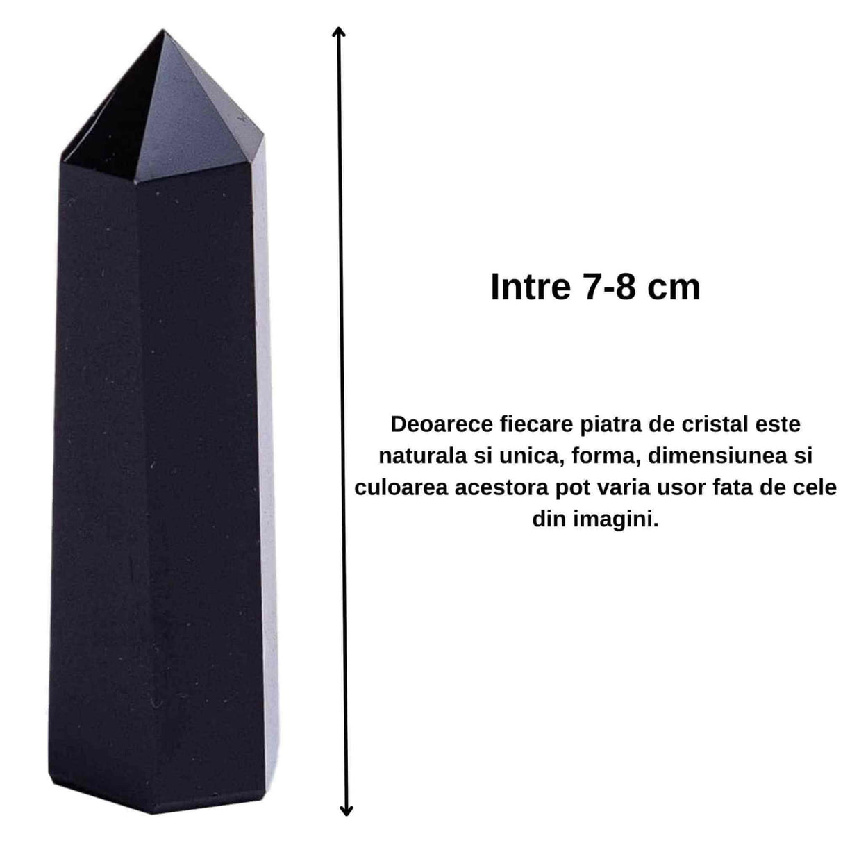 Turn de cristal semipretios vindecator hexagonal Obsidian - Obelisc cu inaltimea intre 7-8 cm