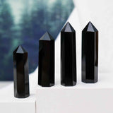 Turn de cristal semipretios vindecator hexagonal Obsidian - Obelisc cu inaltimea intre 7-8 cm