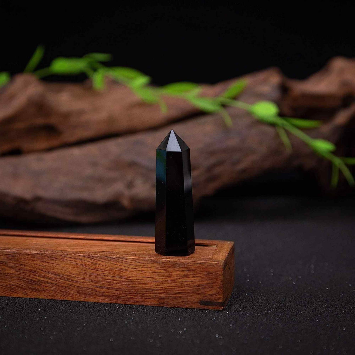 Turn de cristal semipretios vindecator hexagonal Obsidian - Obelisc cu inaltimea intre 7-8 cm