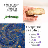 Felie 10-11 cm din Agat Crazy Lace - Sculptata manual, energie în forma pura