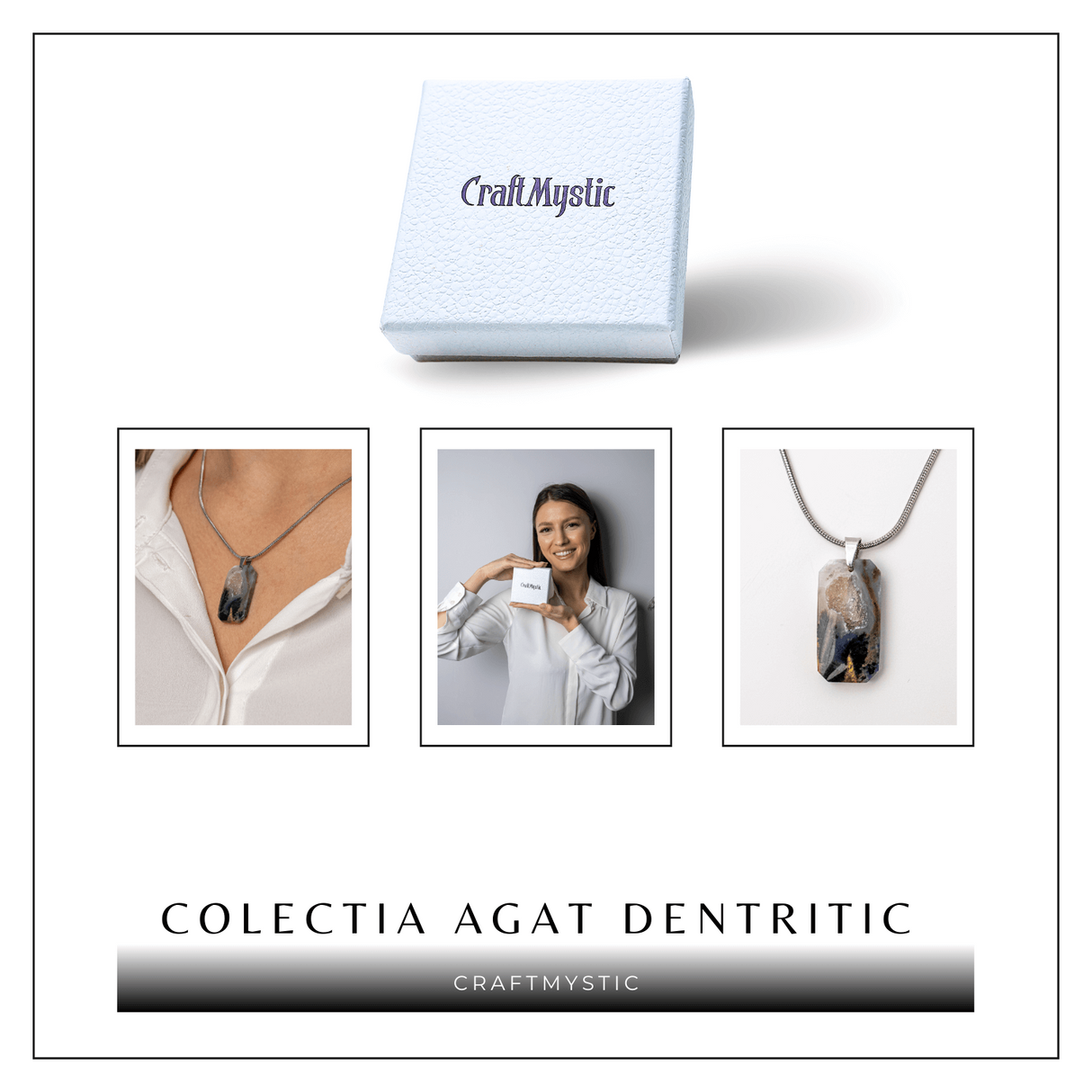 Colier Titanium cu Agat Dendritic Dreptunghiular - NaturA, Echilibru si Conexiune Interioara