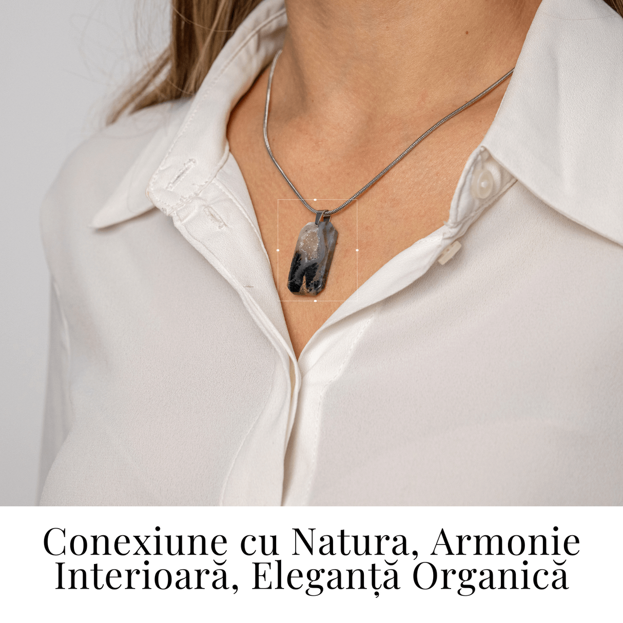 Colier Titanium cu Agat Dendritic Dreptunghiular - NaturA, Echilibru si Conexiune Interioara