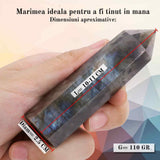 Bagheta din cristal natural de labradorit 10-11 cm - Turn de cristal vindecator, baghete mari naturale cu 6 puncte fatetate pentru Reiki, chakra, meditatie, colectie, decor acasa