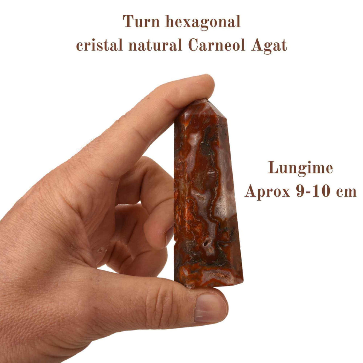 Turn din cristal natural unicat Carneol Agat 9-10 cm - Echilibru emotional, imbunatateste concentrarea