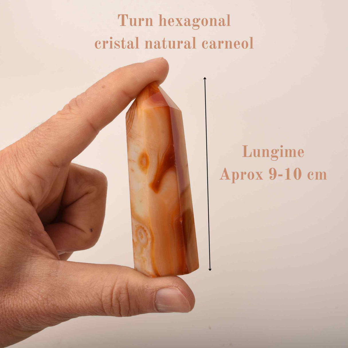 Turn din cristal natural unicat Carneol 9-10 cm - Ajuta la echilibrarea emotiilor, ameliorarea stresului si stimularea claritatii mentale