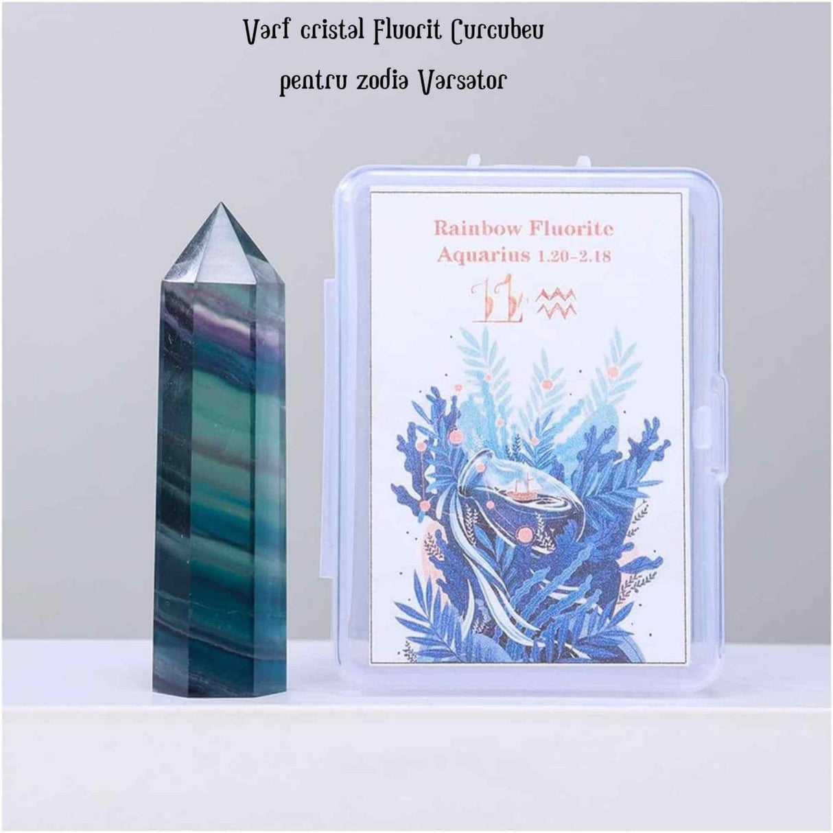 Varf de Cristal 6 cm pentru cele 12 zodii - Pietre semipretioase specifice zodiei Berbec- Un cadou deosebit